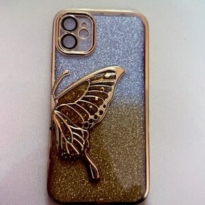 Elegant Butterfly Glitter Phone Case - Gold and Silver